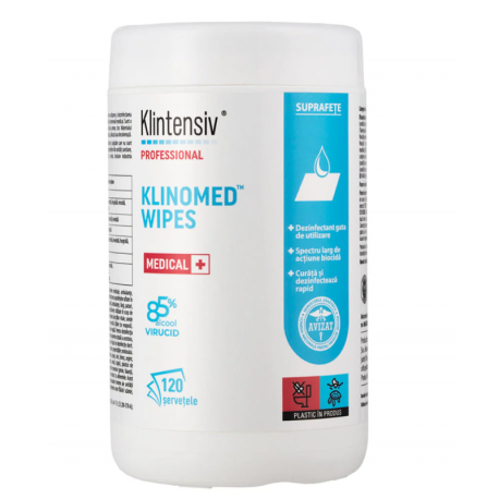 Klinomed Wipes - servetele dezinfectare suprafete - 120 buc / cutie